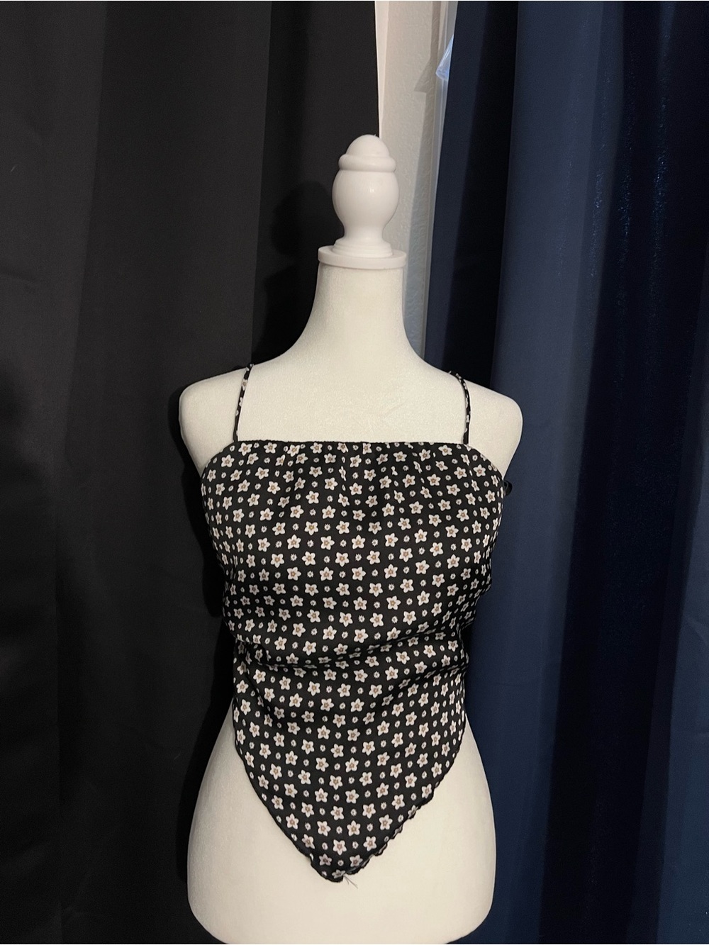 Papaya Floral Handkerchief Hem Tie Back Cami Top Size S Y2K Coquette